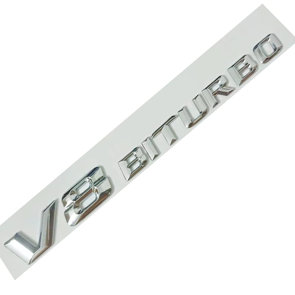 Mercedes Benz AMG V8 Biturbo Chrome Side Adhesive Logo Emblem Chrome Emblem