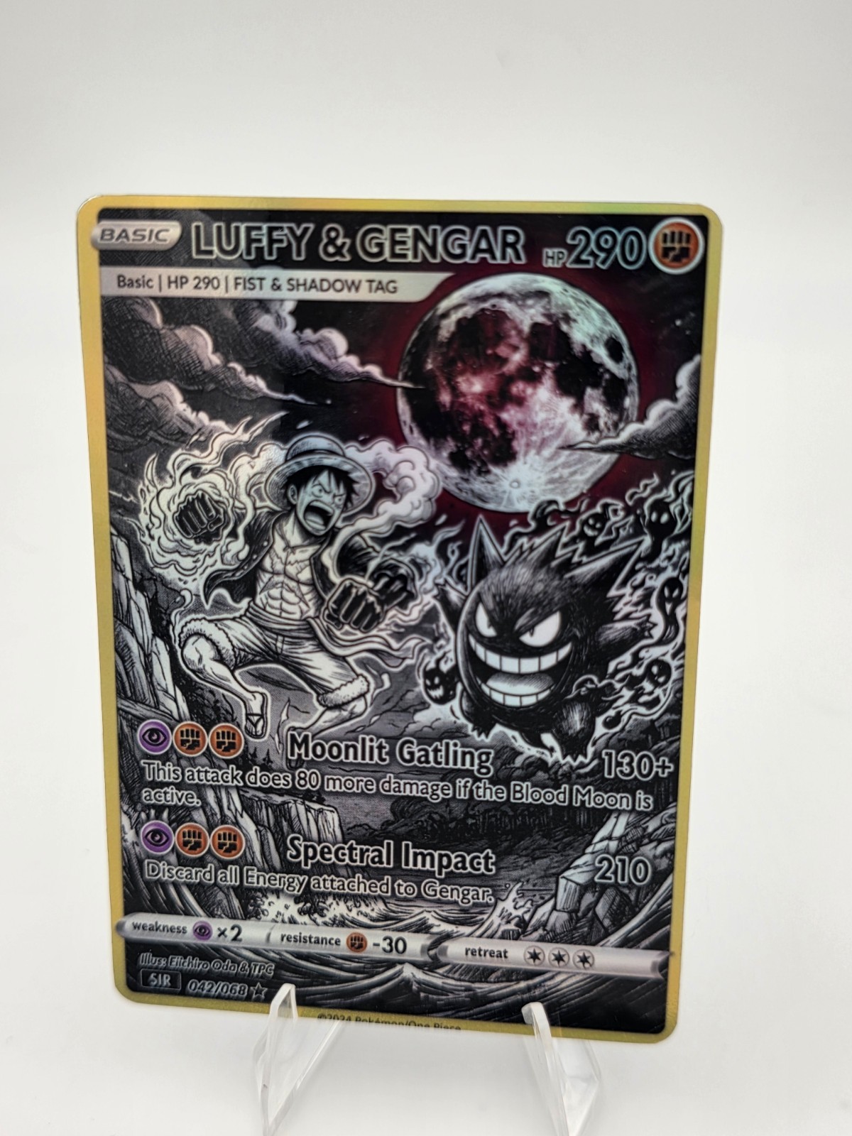 CUSTOM FAN ART Gengar Black & White Holo Card