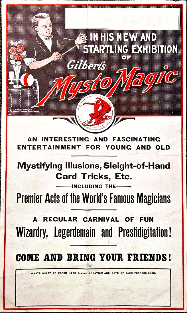 Antique 1917 Add Poster for Gilbert's Mysto-Magic from the Magic Act Kit