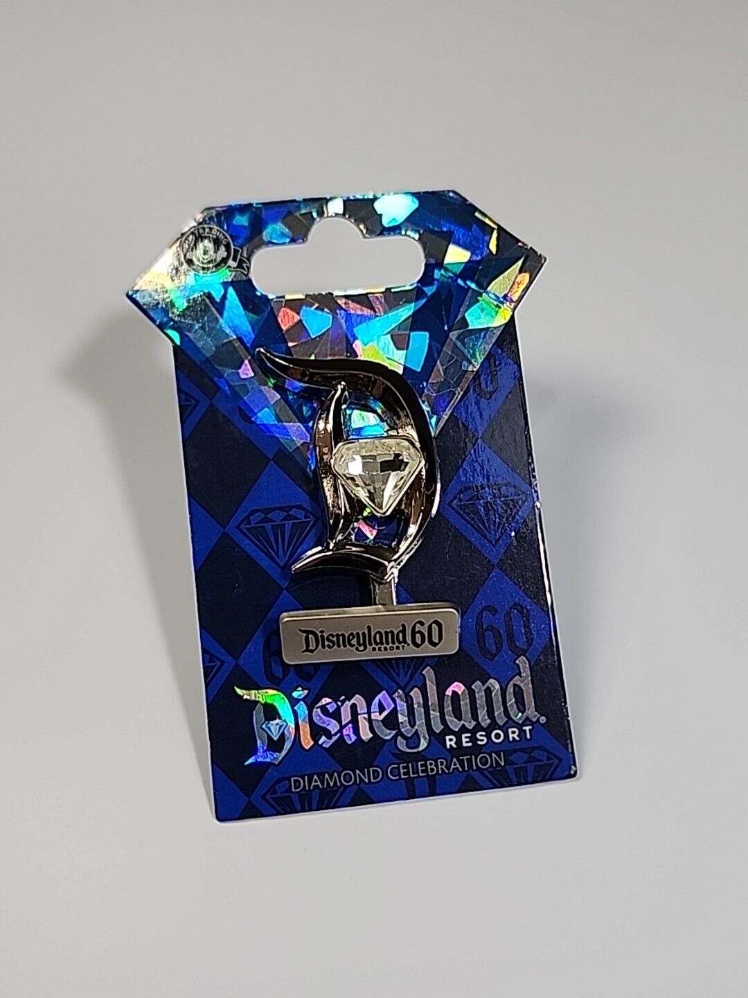 Disneyland Resorts 60 Diamond Celebration Trading Pin 2015 Large Faux Gem