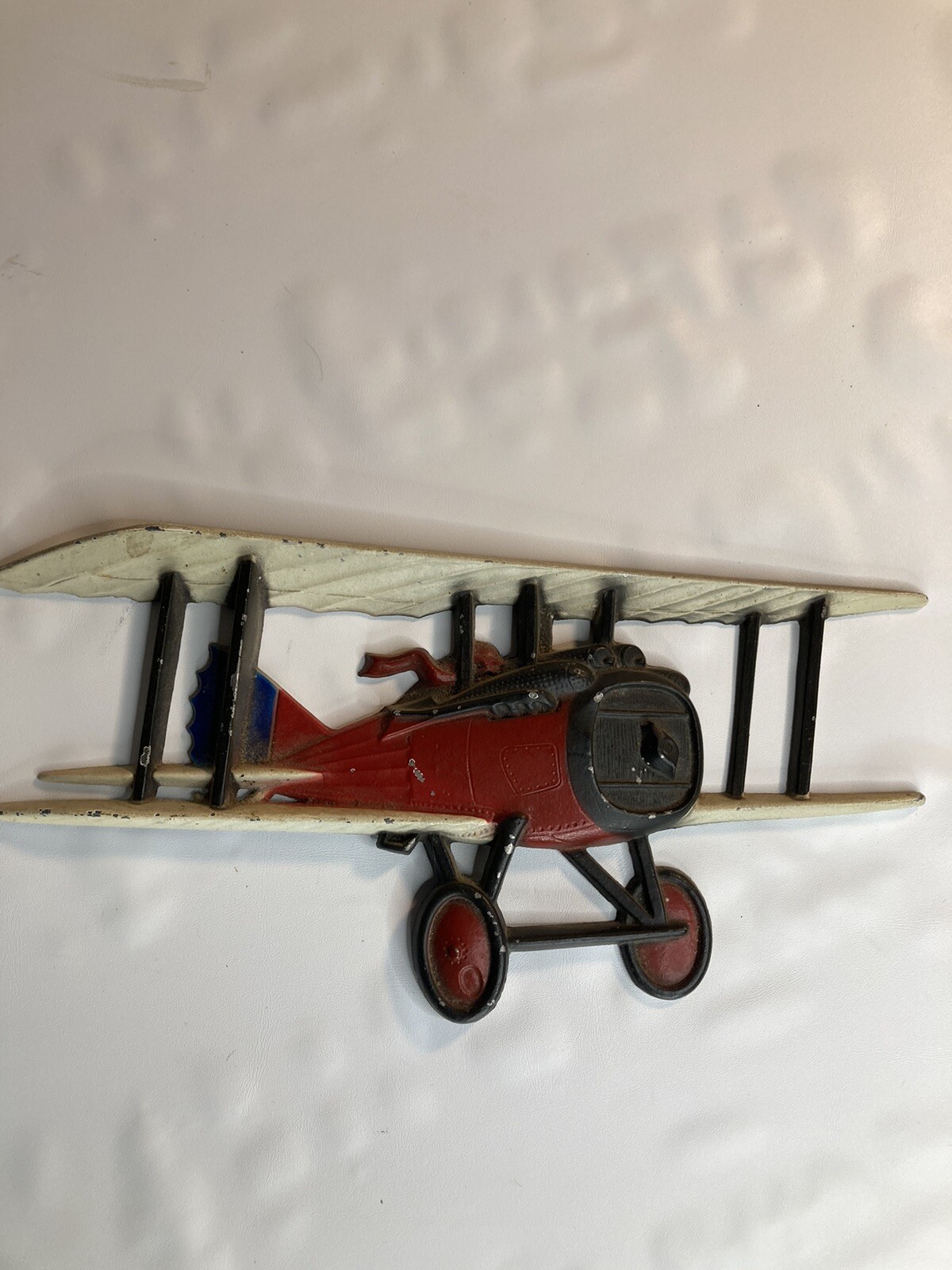 Homco USA 1975 Cast Metal Airplane Wall Hanging Bi Plane 1232-BX-C Vtg