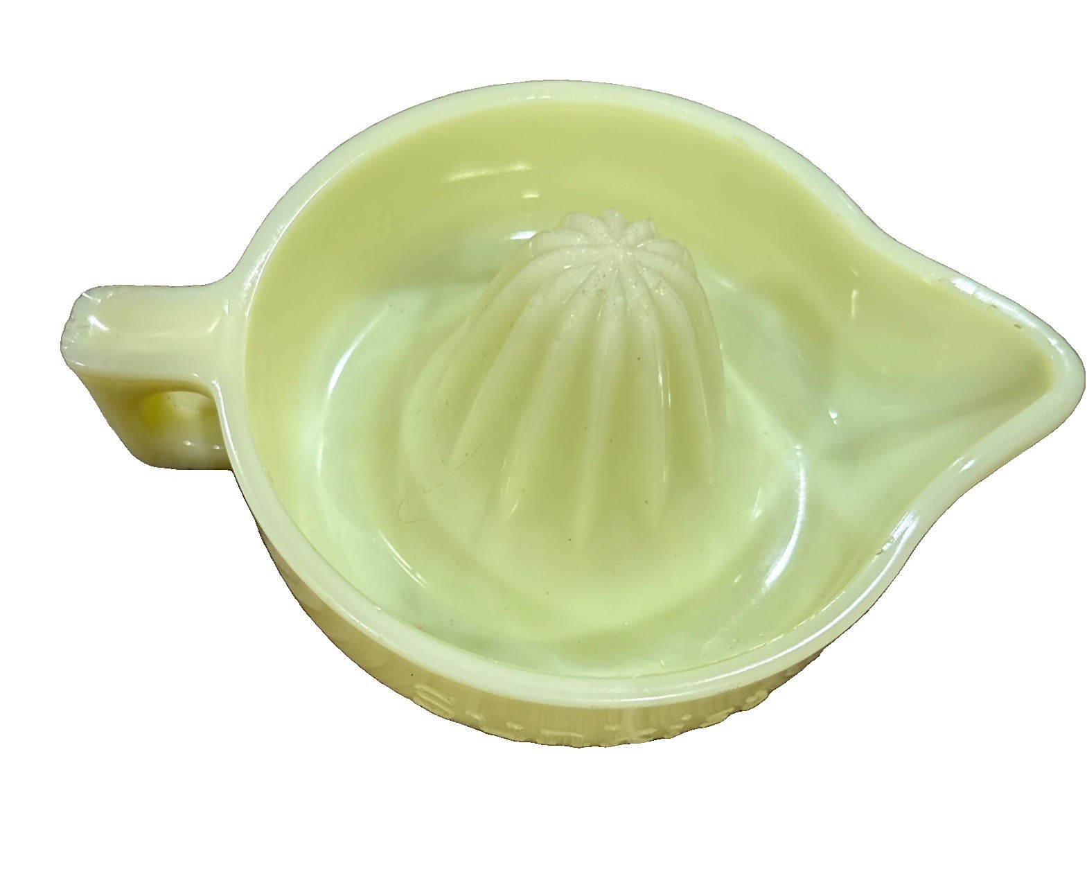 Vintage McKee Glass Co Sunkist Citrus Juicer Reamer Seville Yellow Custard Glass