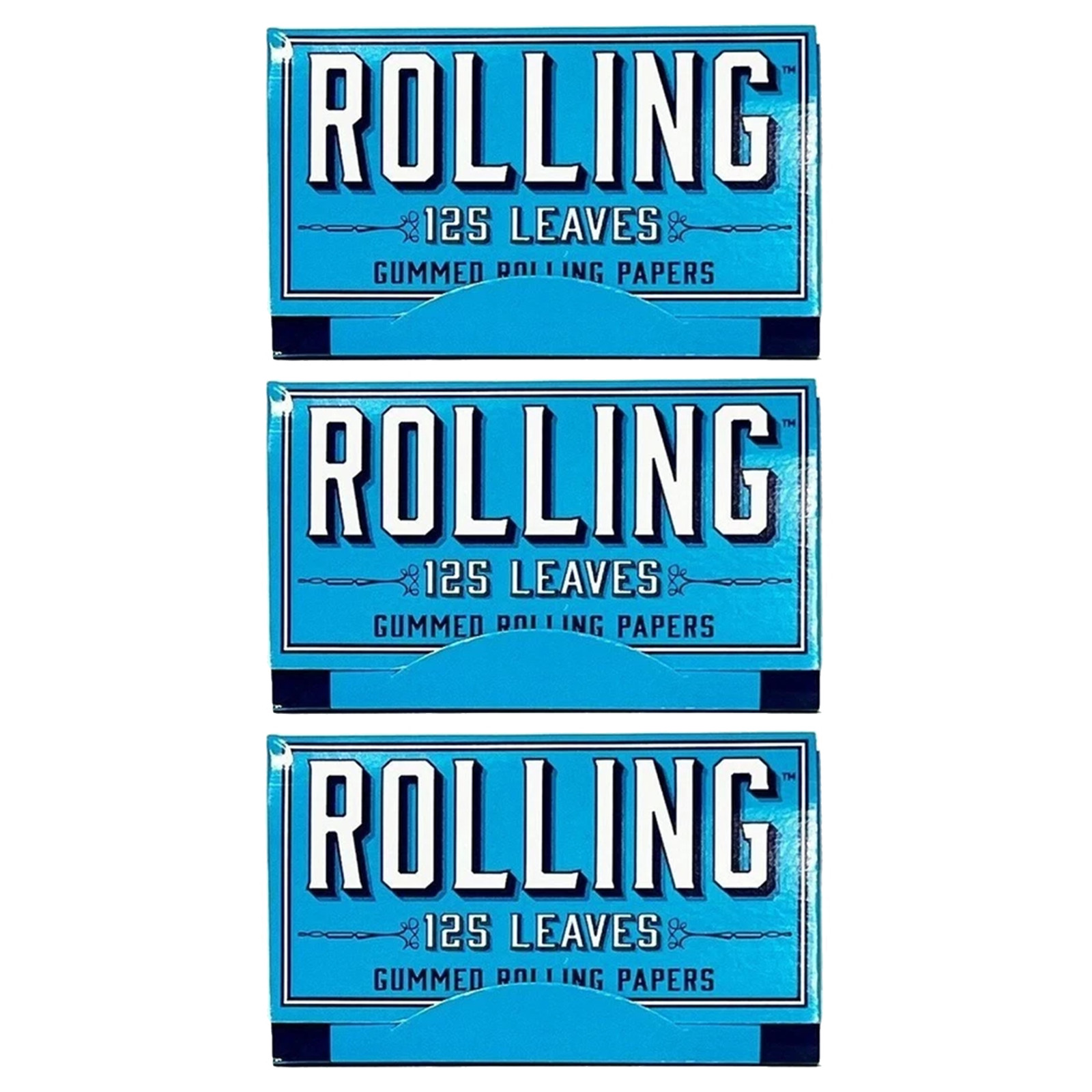 Rolling Brand Papers - 3 Booklets (375 Total Leaves) Gummed Cigarette Paper