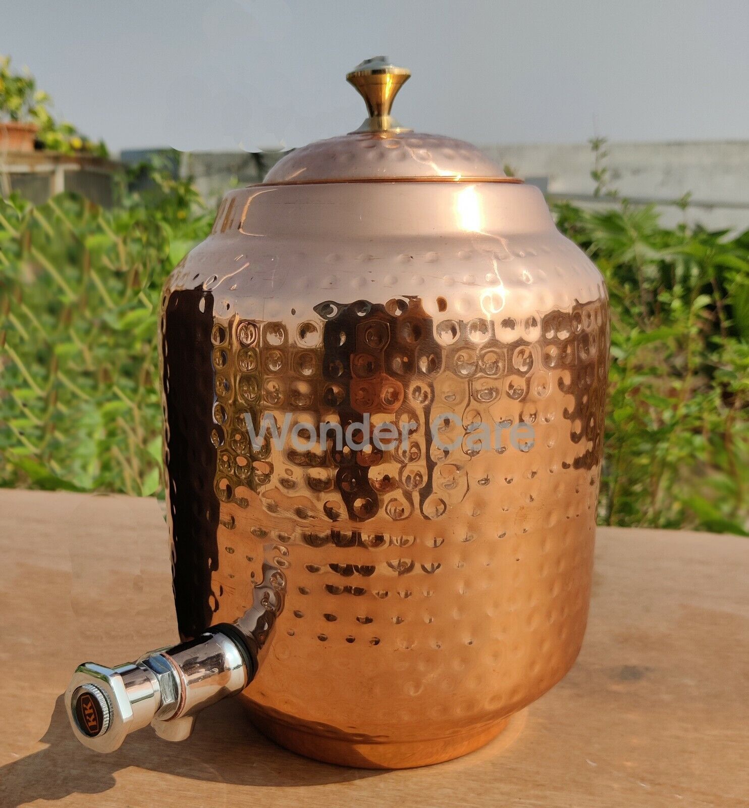 Copper Water Dispenser Pitcher Container with 2 glass Ayurveda Health Benefits