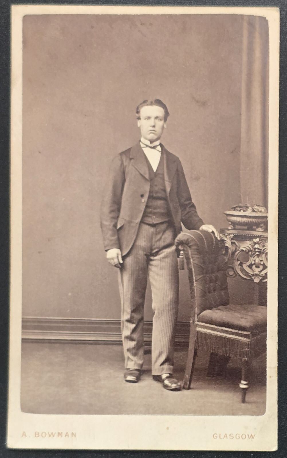 1860s CDV Photo Gentleman A Bowman Photographer Glasgow Scotland