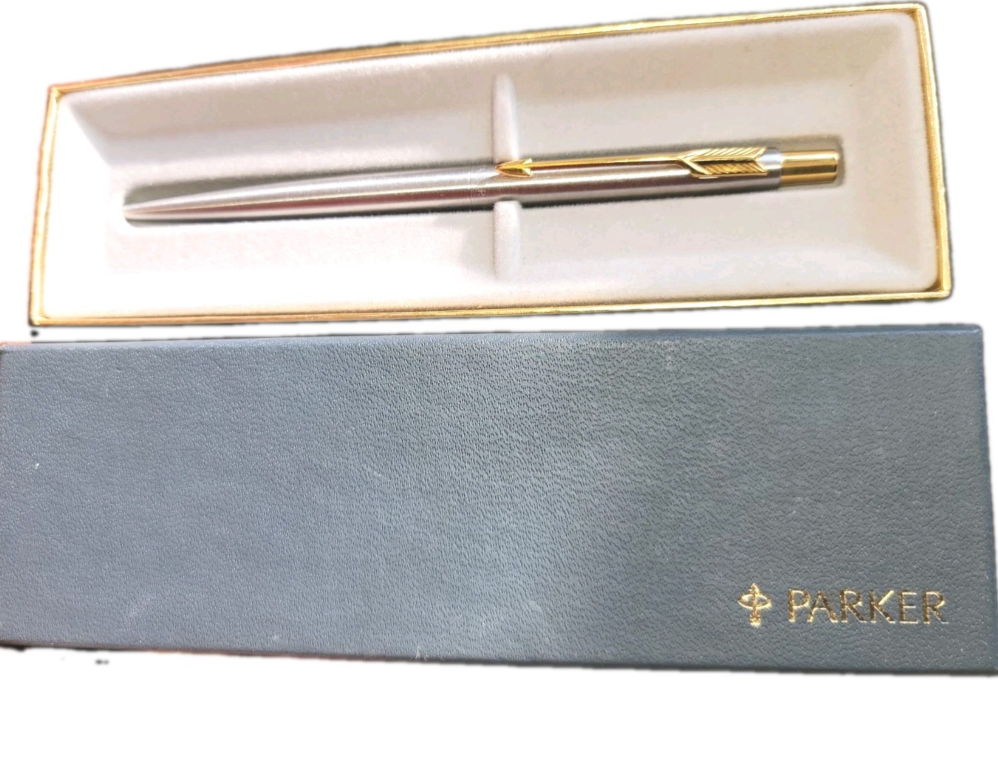Vtg Parker Classic Flighter Ballpoint Pen NOS \'86 USA Brass Thread 23K Gold Trim
