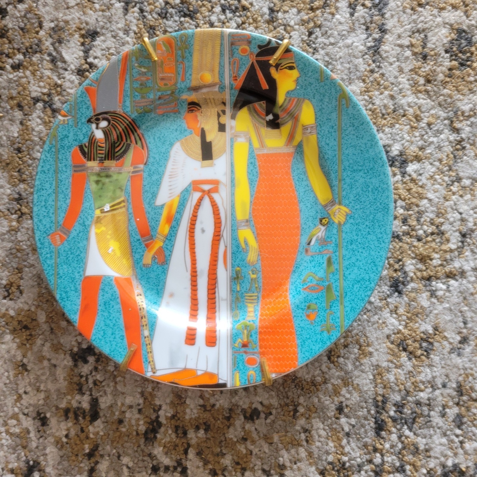 Vintage Fine Royal Porcelain Sculpture Plate Ancient Egyptian Horus Nefertari Vintage Fine Royal Porcelain Sculpture Plate Ancient Egyptian Horus Nefertari