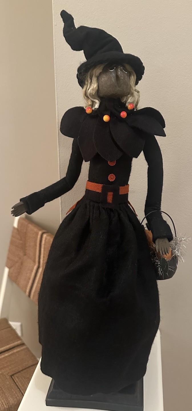 ESC Trading Company, Inc. Halloween Witch Figurine 20 in Fabric Signed 2002