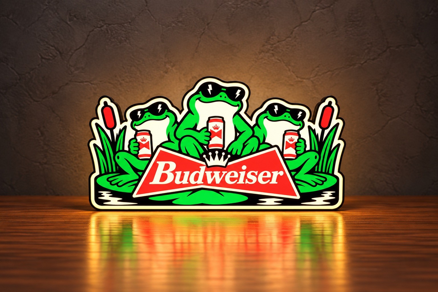 Budweiser Frogs Retro LED LightBox Display – 90s Beer Commercial Sign