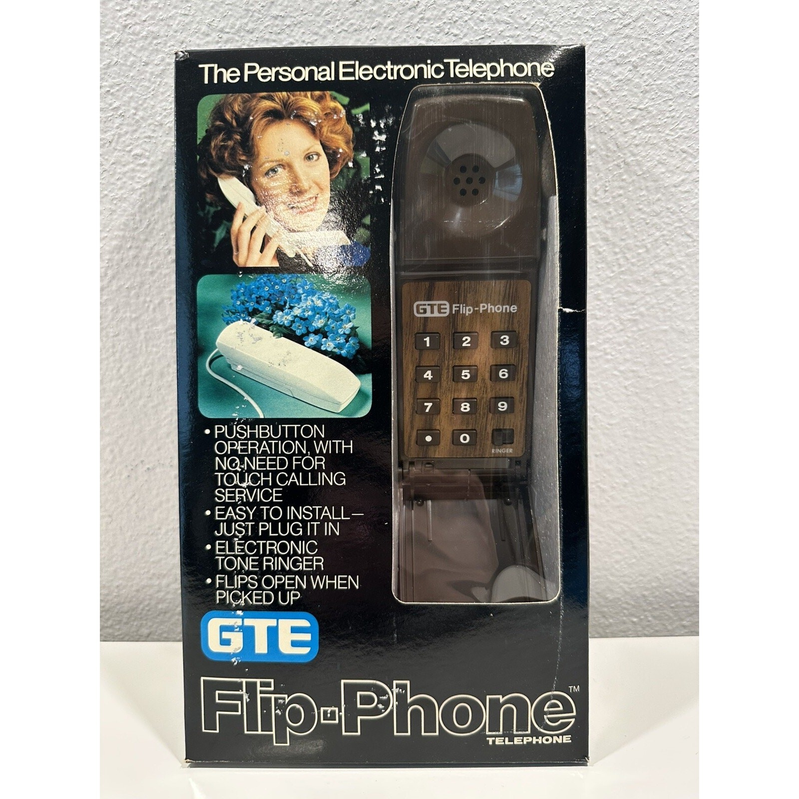 VINTAGE *NEW* 1970\'s GTE Dark Brown Flip-Phone Telephone