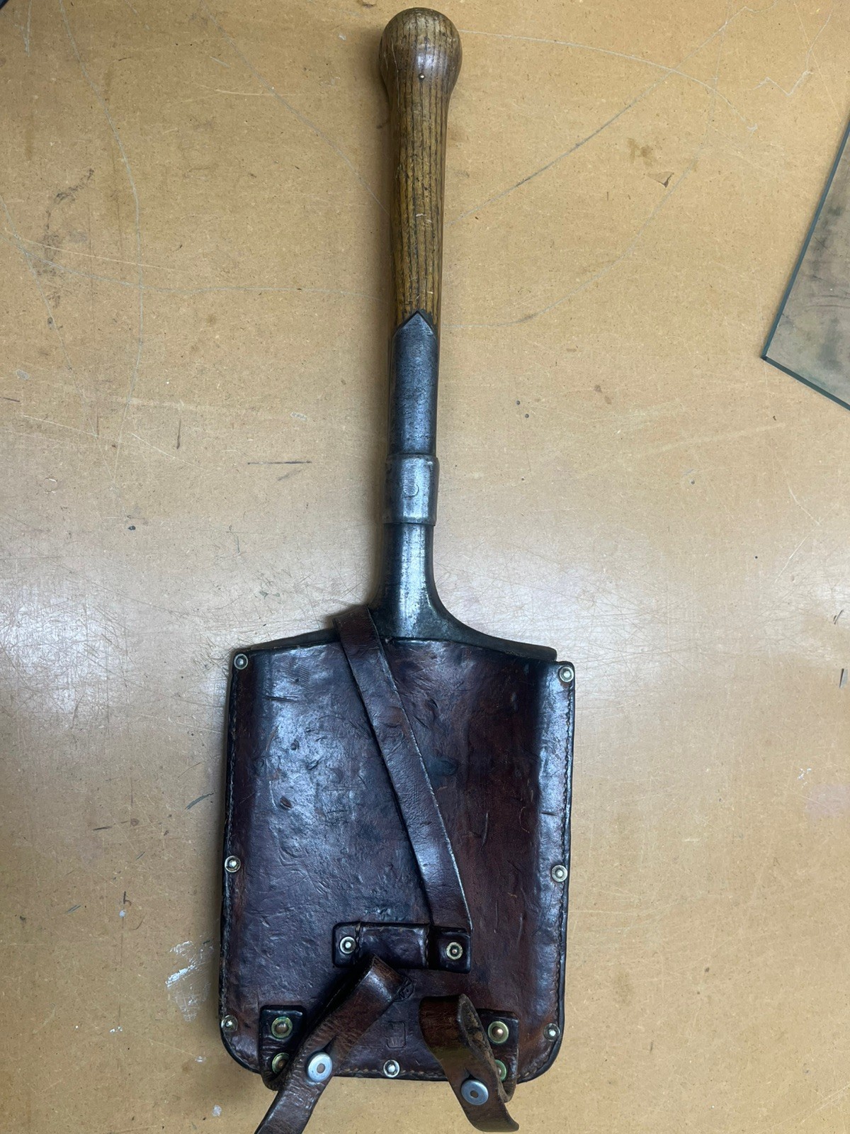 WW2 SWISS ARMY  Trench Shovel with Leather Sheath 1940