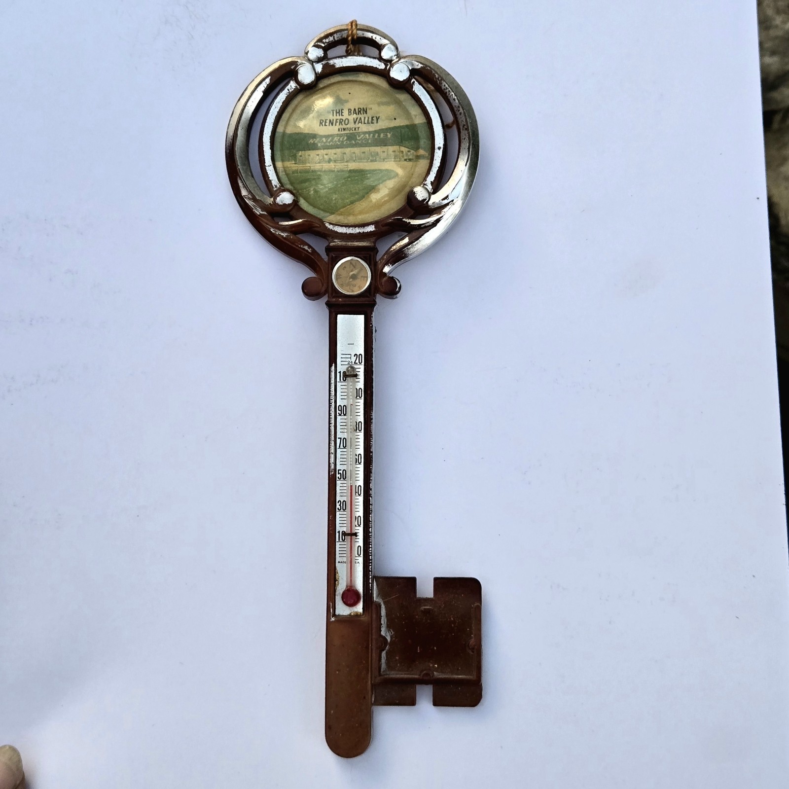 Vintage Renfro Valley Barn Dance Thermometer Plastic Souvenir Key Country Music