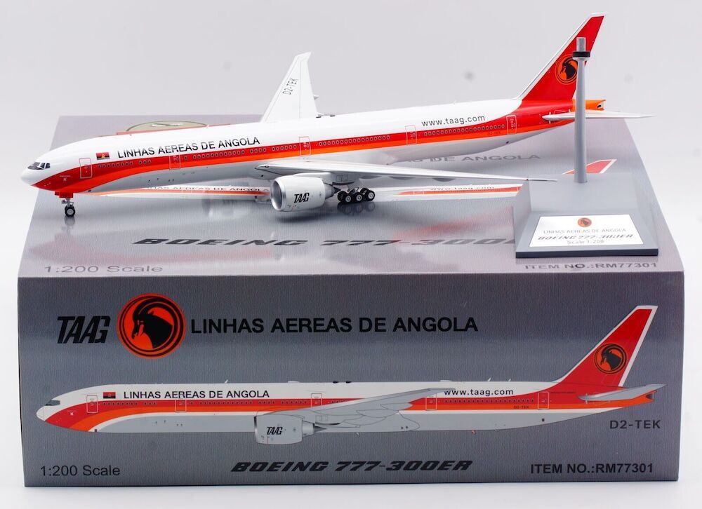 Inflight RM77301 TAAG Angola Airlines Boeing 777-300 D2-TEK Diecast 1/200 Model