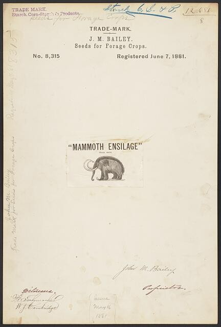Photo:J M Bailey Mammoth Ensilage Seeds Trade Mark 1881 Forage Crops