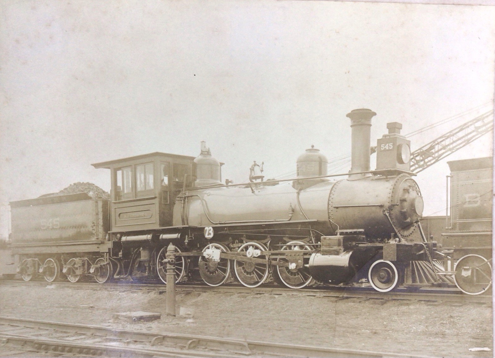 1890’s Cabinet Card Photo B&O #545 Locomotive Train Baltimore Ohio AJ Cromwell