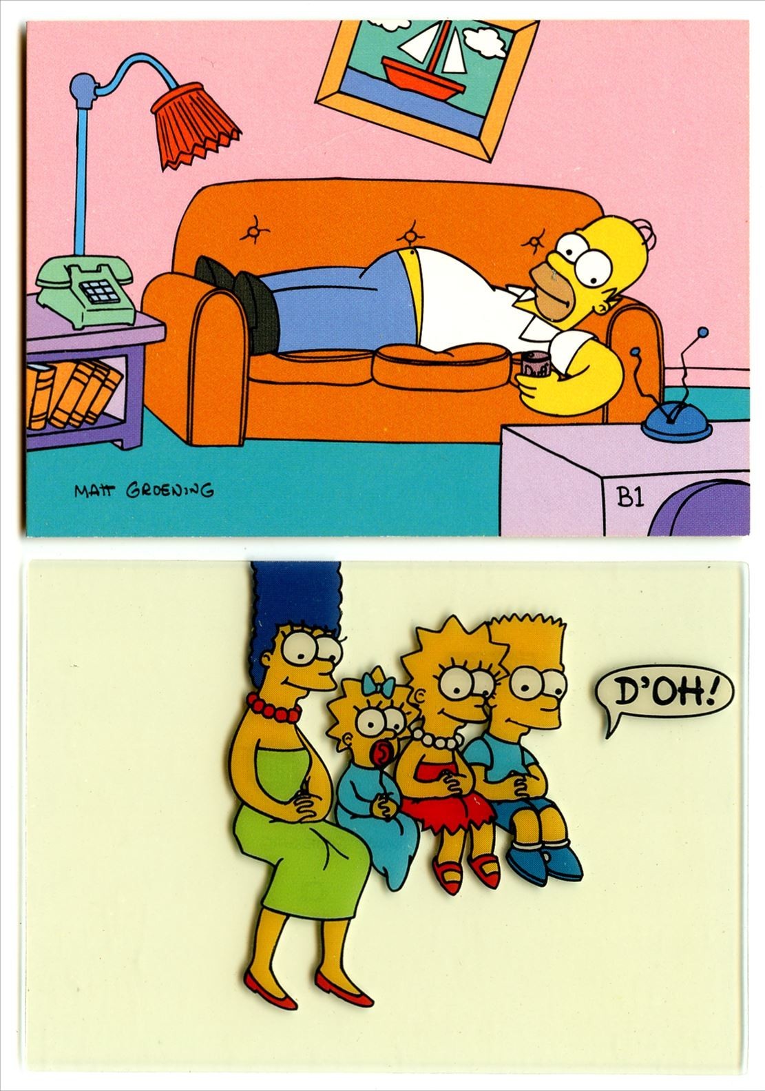 1993 Skybox The Simpsons #B1 & C1 Promo Cards - Homer Bart Maggie Marge Lisa