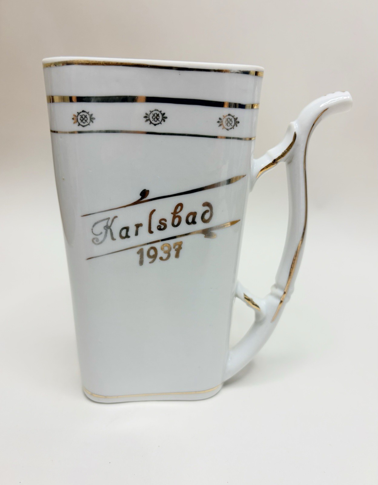 VINTAGE 1937 Karlsbad Spa Cup - Czech Porcelain Mineral Spring Sipping Cup