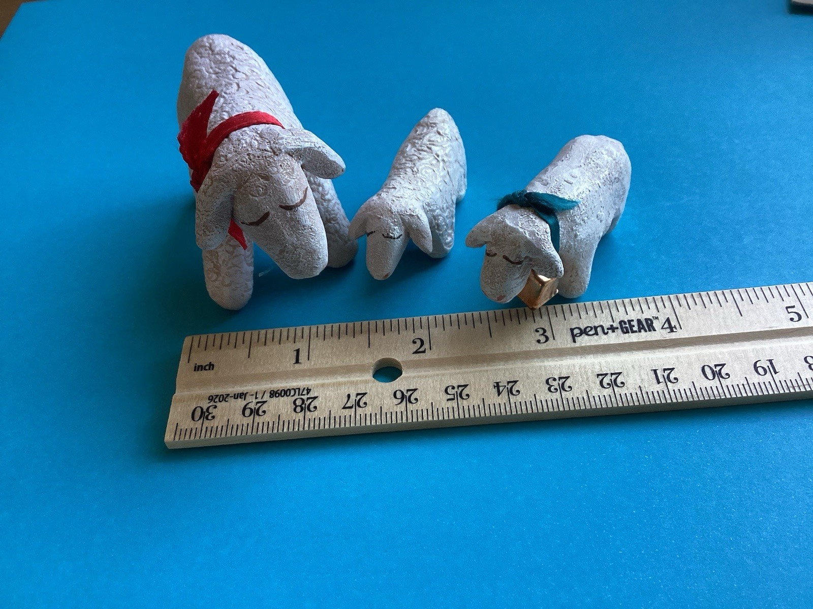 Vintage Cute Whimsical Pottery lot of 3 Sheep Sculptures Figurines  Hand Made