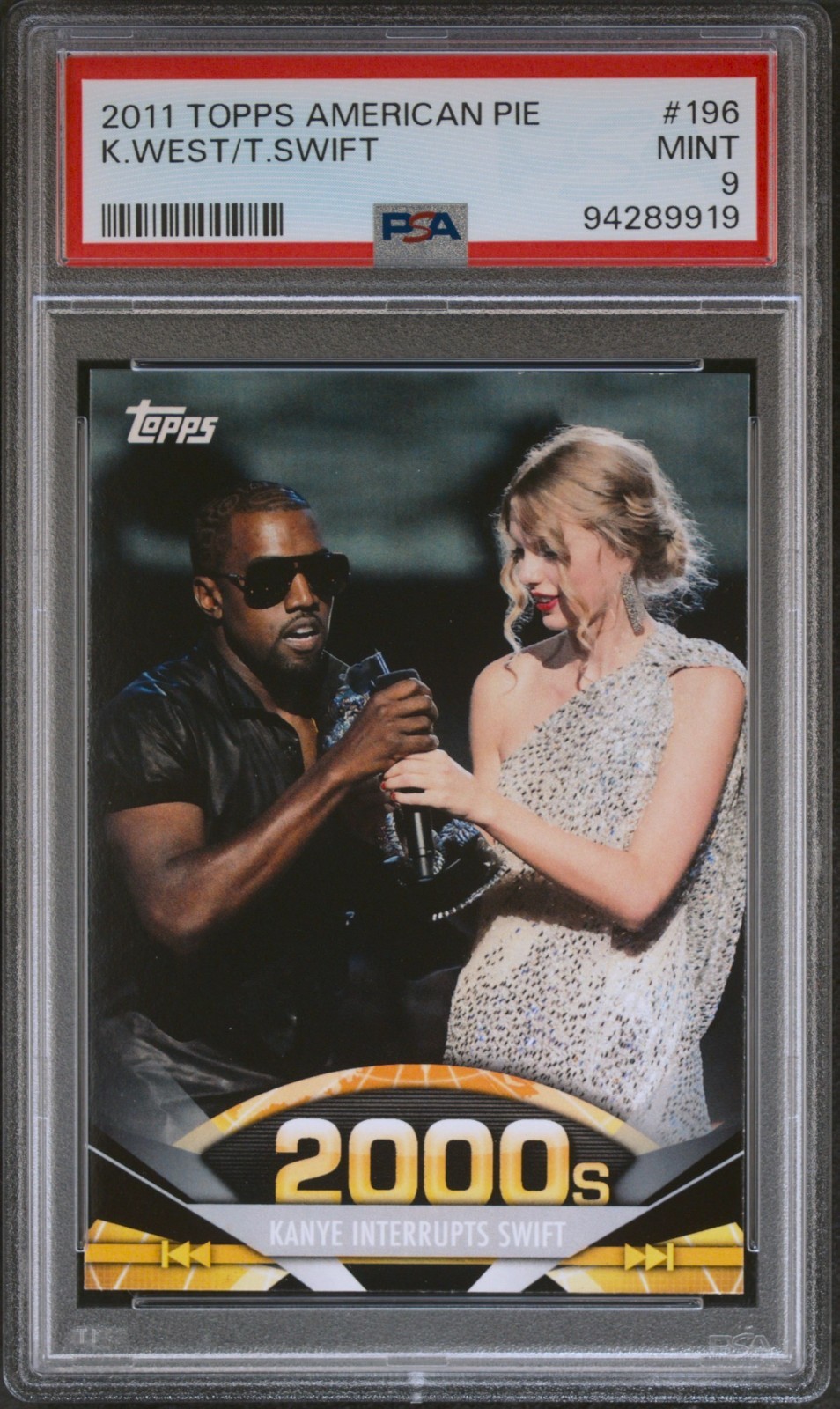 2011 TOPPS AMERICAN PIE #196 KANYE WEST / TAYLOR SWIFT Rookie Card RC Mint PSA 9 2011 TOPPS AMERICAN PIE #196 KANYE WEST / TAYLOR SWIFT Rookie Card RC Mint PSA 9