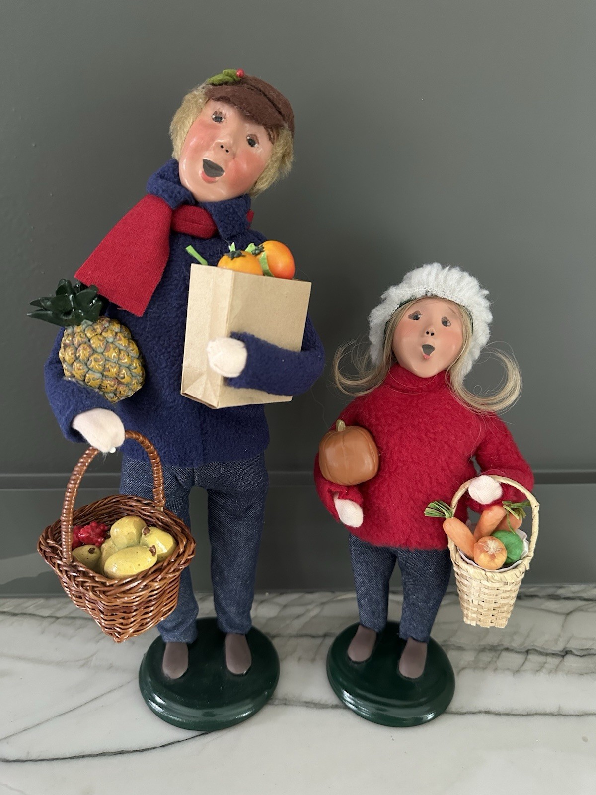 RARE OOAK Byers Choice Original Samples Market Man & Market Girl Signed By Joyce