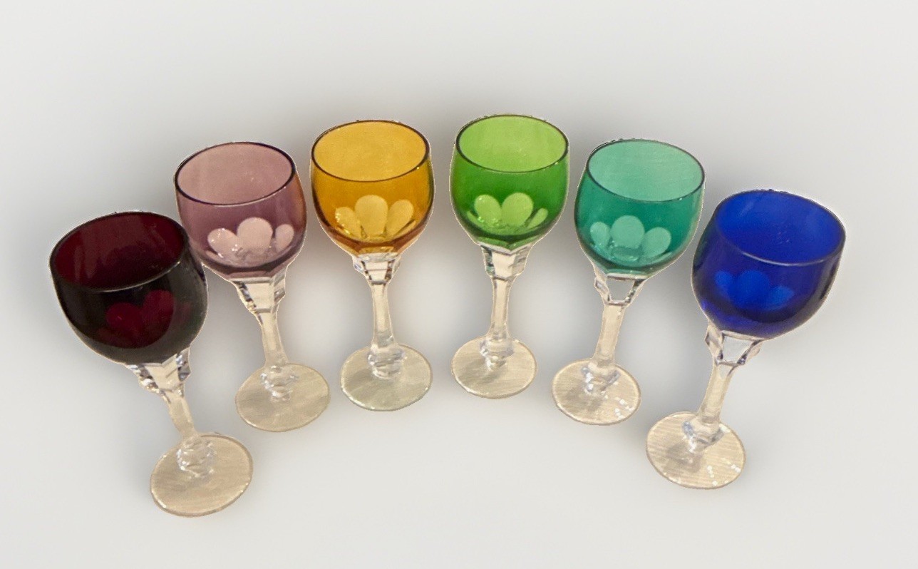 Beyer Kristallglas BEZ1 Harlequin Wine Hucks-Bavarian 24% Lead Crystal 6 Colors