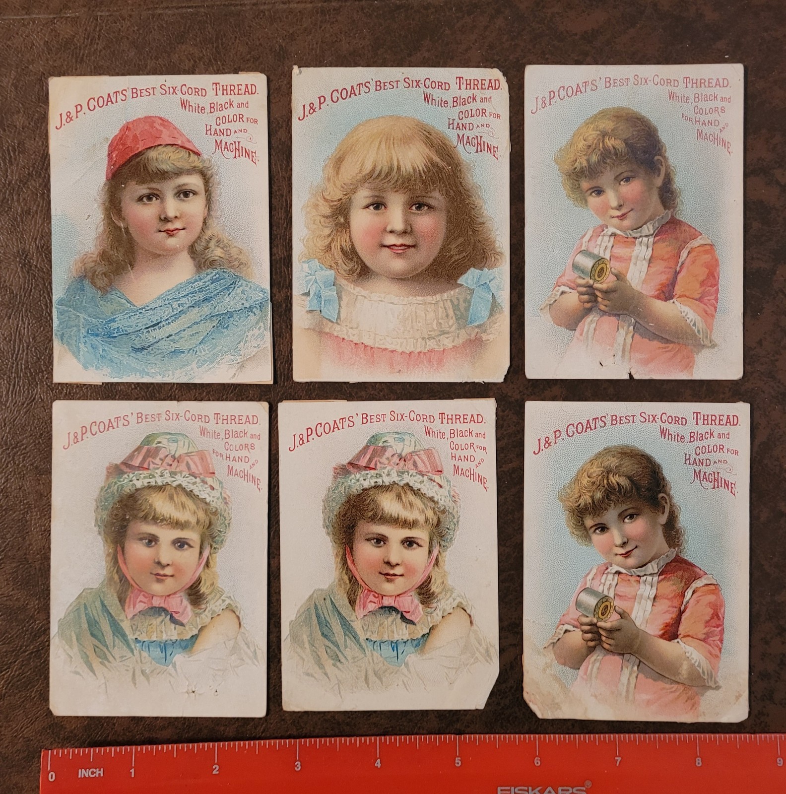 6 Victorian Trade Cards, J.P. Coats