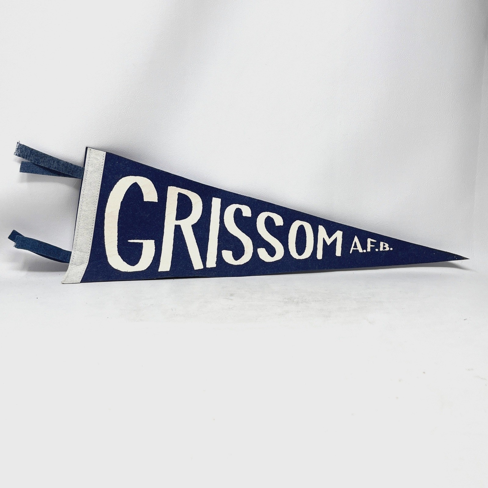 Vintage Grissom AFB Indiana Military Felt Pennant Blue White Souvenir 18 Inch