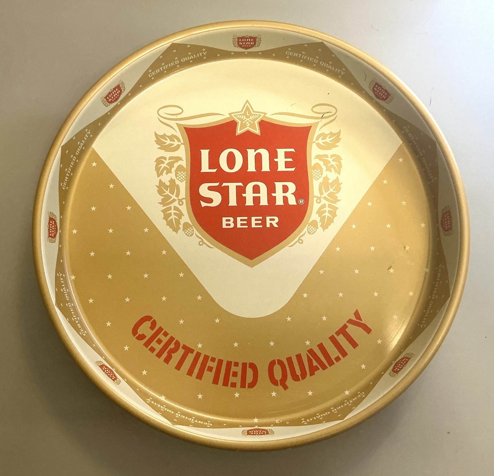 Lone Star Beer Round Metal Serving Tray 13” “Certified Quality” 1957-1961