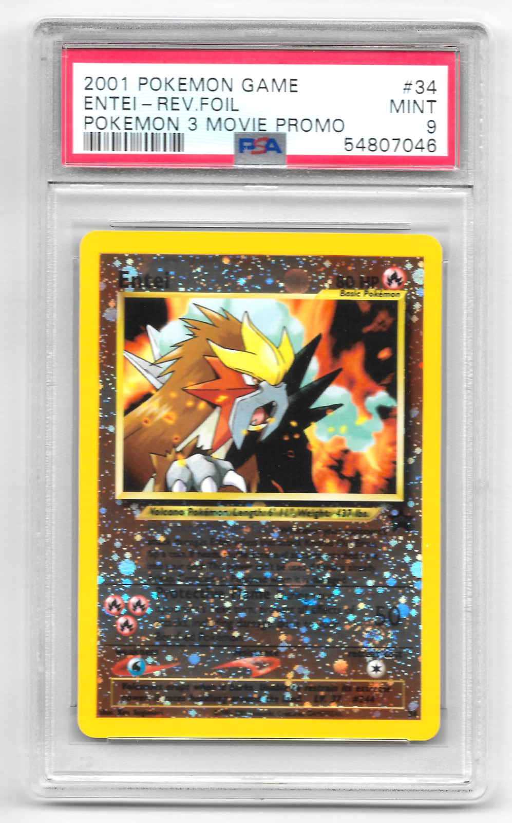 Entei 2001 Pokemon 3 Movie Promo #34 Reverse Foil PSA 9