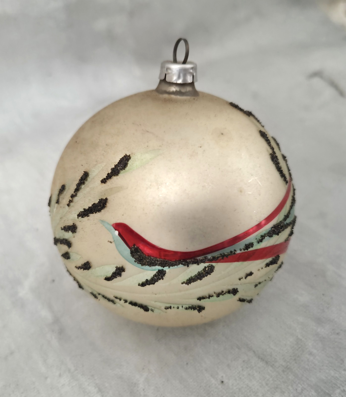 Vintage West Germany Blown Glass Gold Red Bird Mica Gold Christmas Ornament 3\ Vintage West Germany Blown Glass Gold Red Bird Mica Gold Christmas Ornament 3\