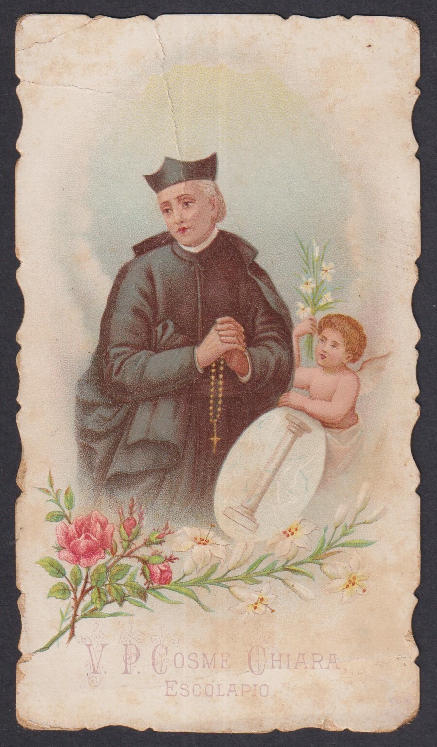 Holy card antique del Venerable P. Cosme Chiara estampa santino image pieuse