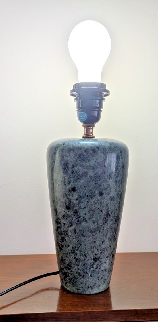 Vintage Variegated Green Solid Marble or Jade Stone Table Lamp Works 10 lb