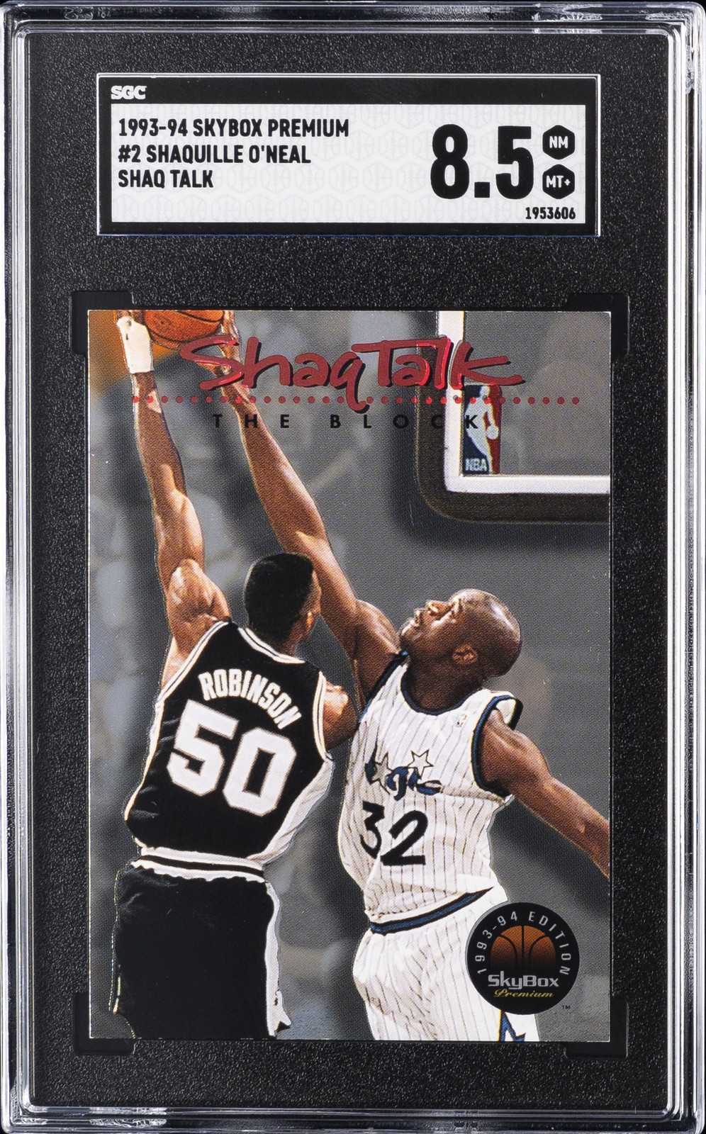1993-94 SKYBOX PREM SHAQ TALK #2 SHAQUILLE O\'NEAL SGC 8.5