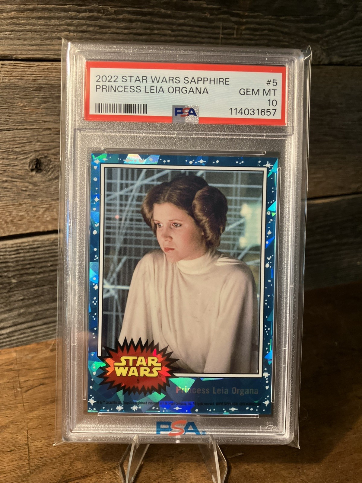 2022 Topps Chrome Star Wars Sapphire #5 Princess Leia Organa PSA 10 Beautiful 