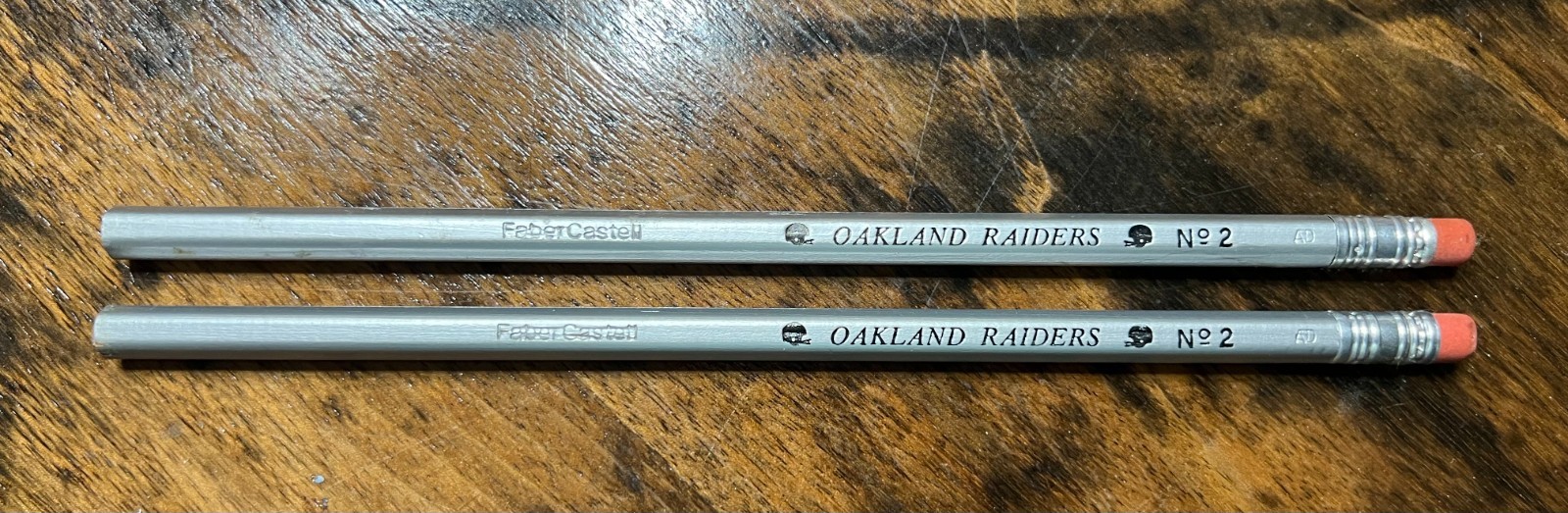Vintage 1970s Faber Castell Oakland Raiders NFL Pencils Lot 2 Unsharpened No 2