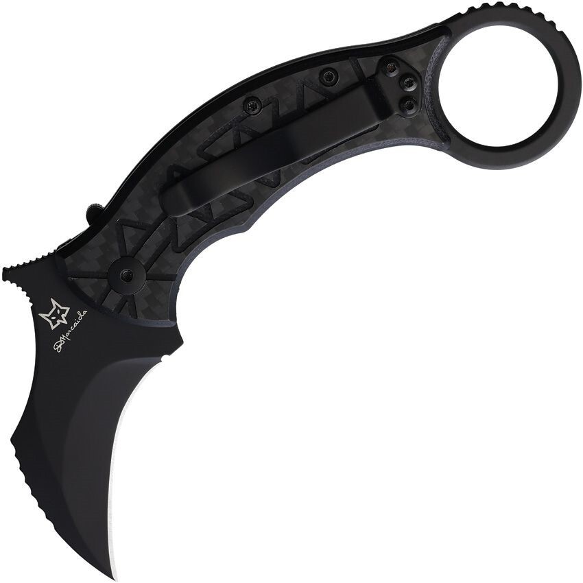 Fox Tribal K Karambit Linerlock Folding Pocket Knife Black G10 Carbon Fiber Inly