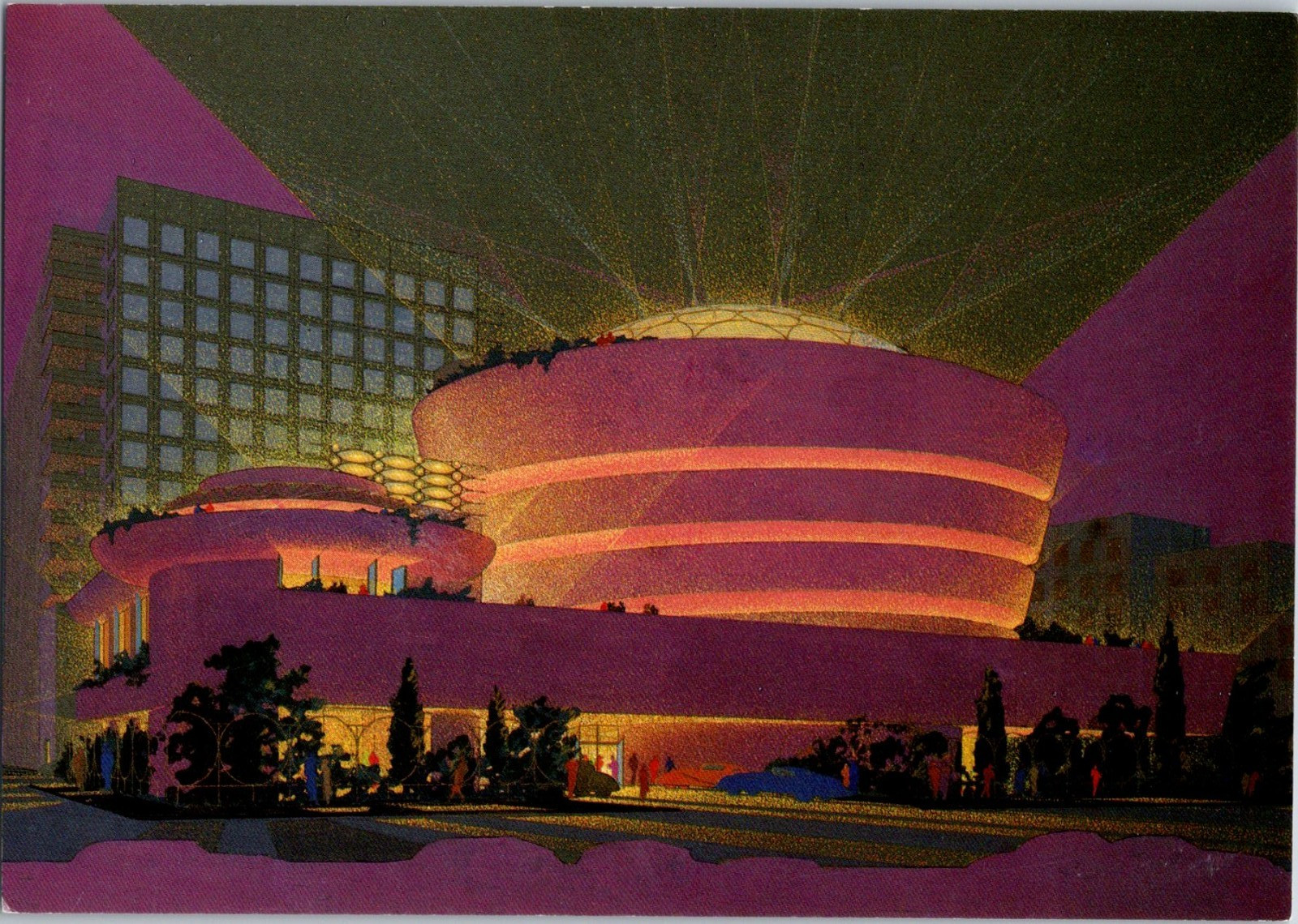 FRANK LLOYD WRIGHT ~night rendering of Guggenheim Museum c. 1950-51 NYC #381