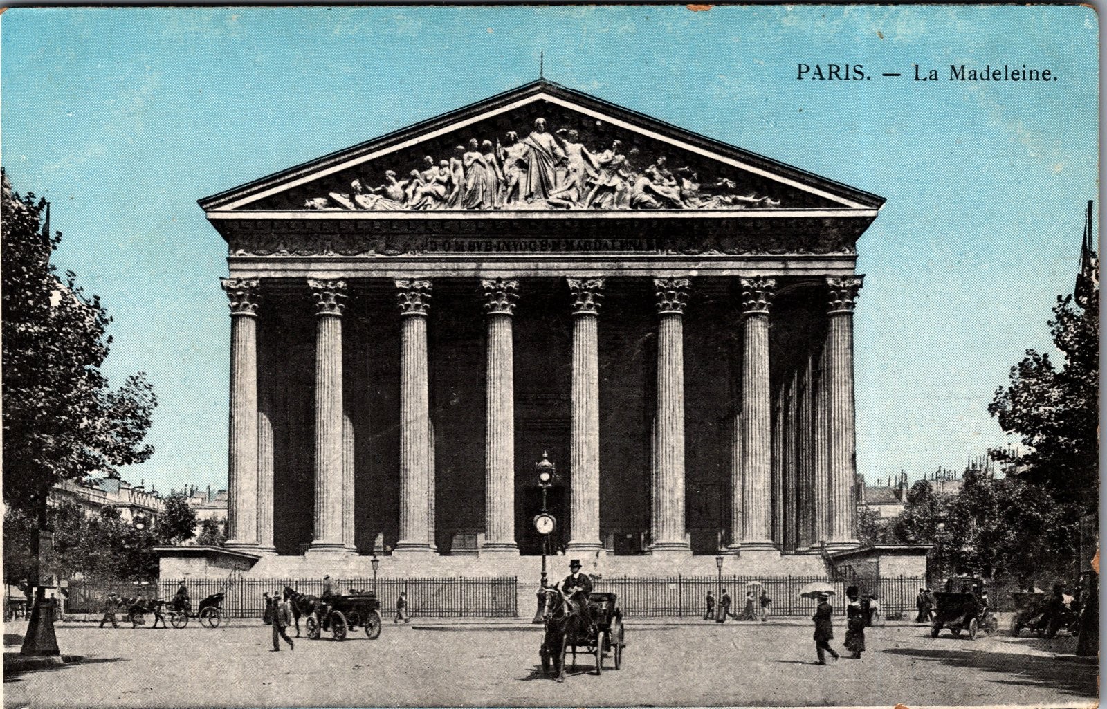 Antique Postcard Paris La Madeleine Church France Street Scene 1900s Antique Postcard Paris La Madeleine Church France Street Scene 1900s