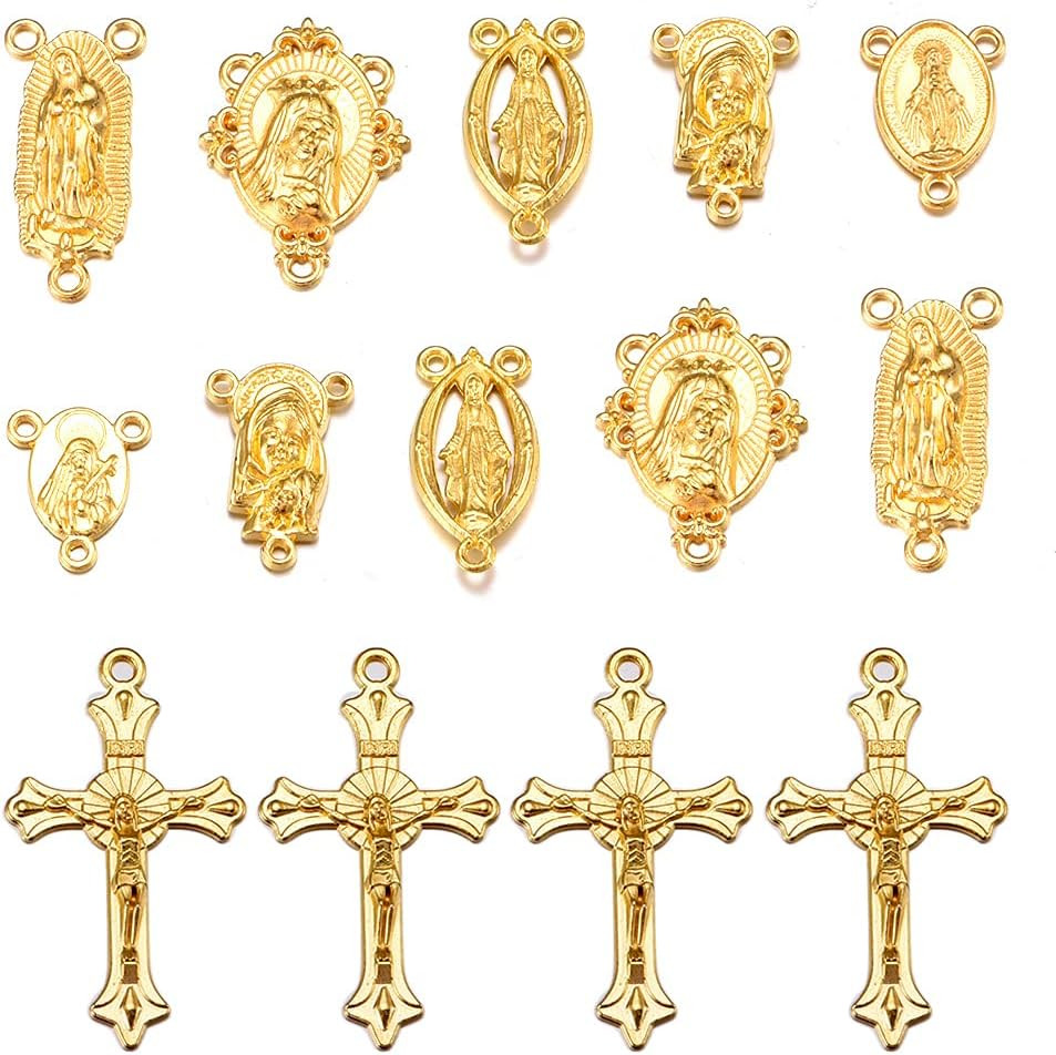 84PCS Rosary Charms Kit Virgen De Guadalupe Cross Connectors DIY Craft Set 84PCS Rosary Charms Kit Virgen De Guadalupe Cross Connectors DIY Craft Set