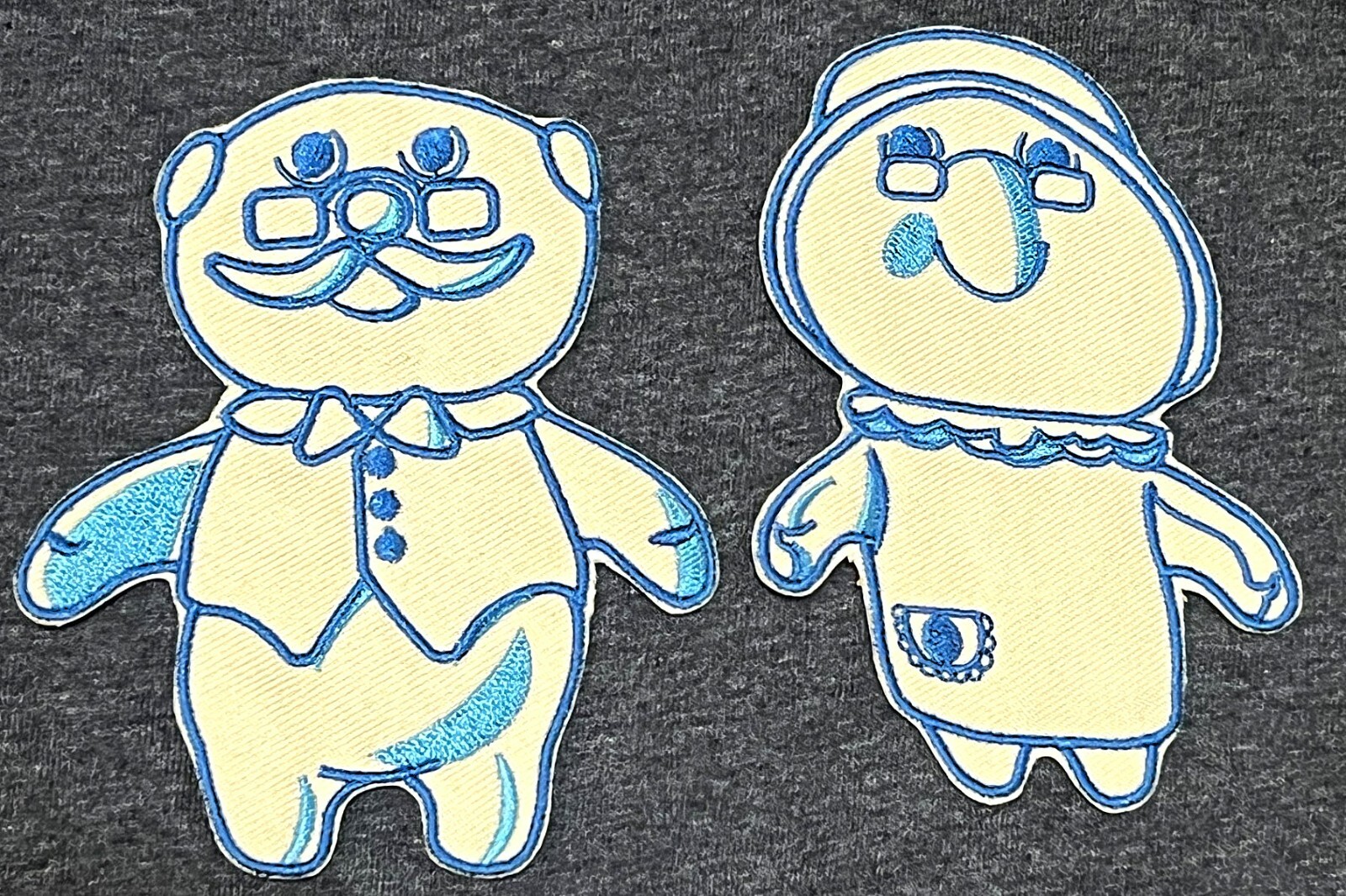PILLSBURY DOUGHBOY embroidered figure patch set Granmommer & Granpopper Poppin