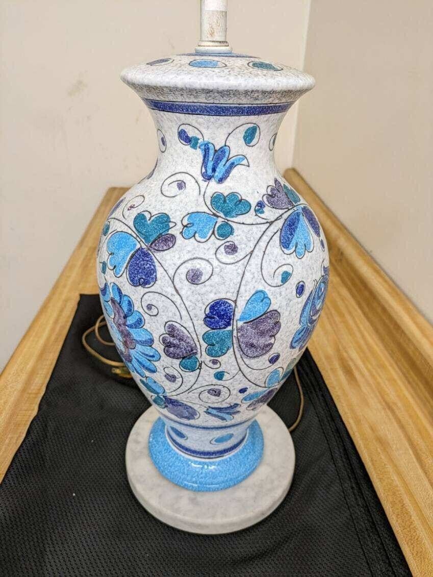 Vtg. MCM Italian art pottery ginger jar lamp with marble base.