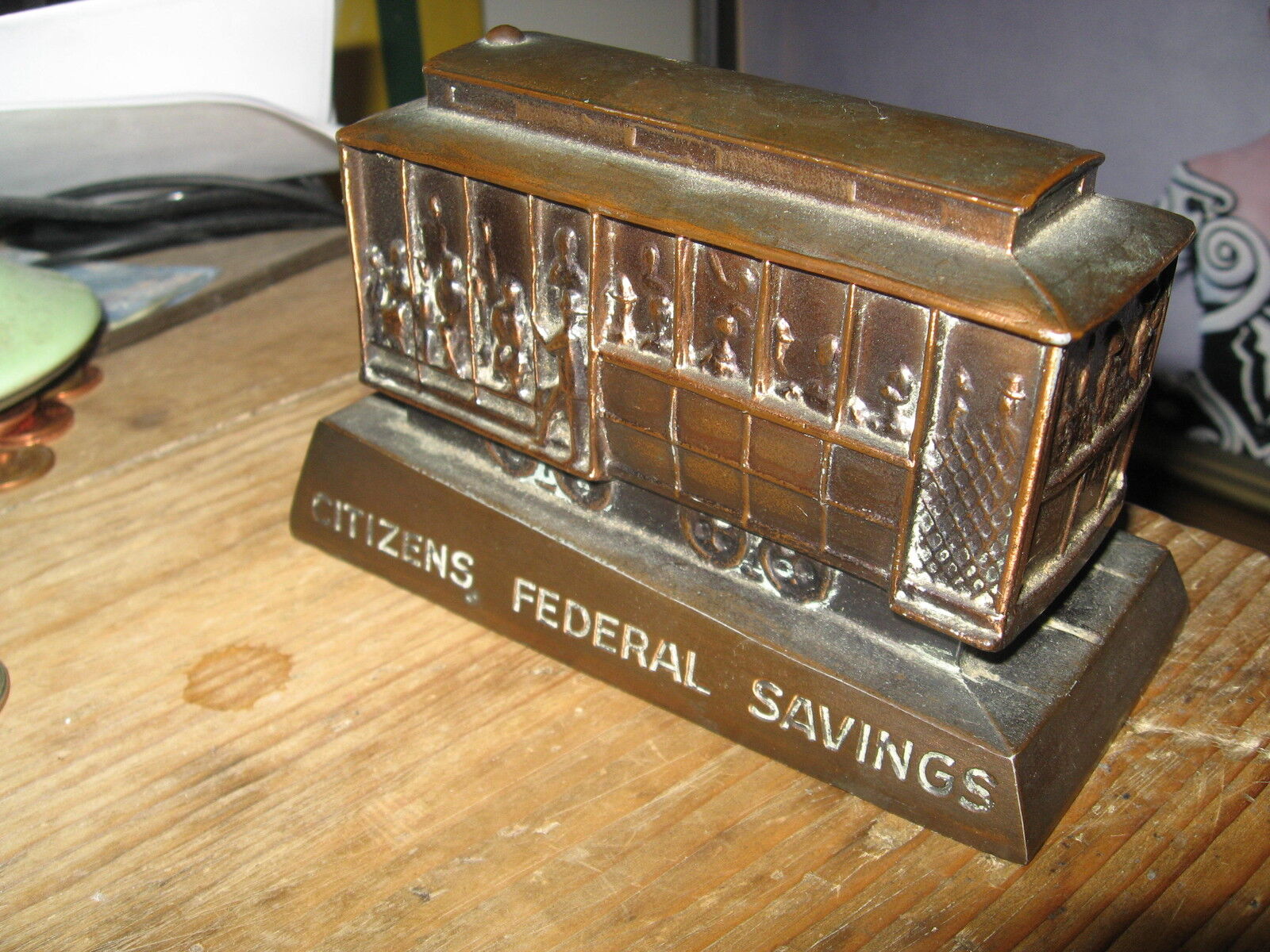 Citizens Federal Savings San Francisco CA Cable Car Copper Banthrico 1960 Bank