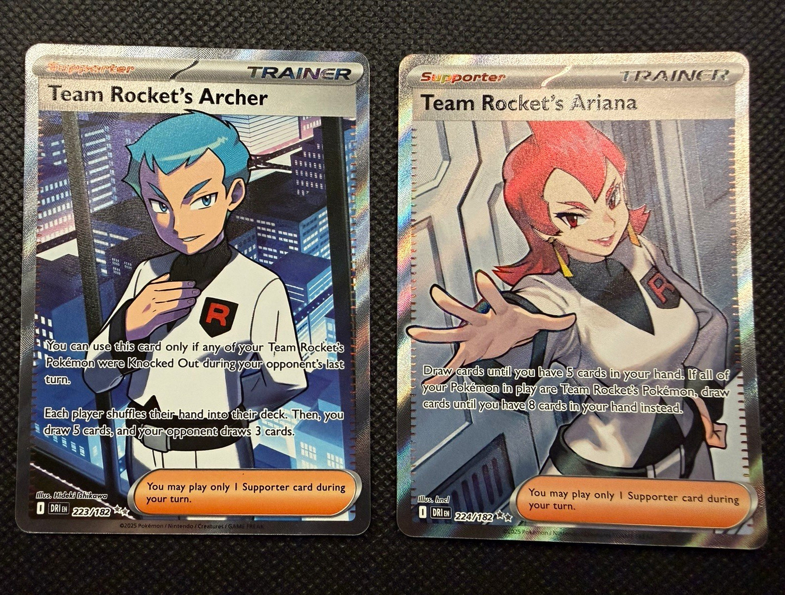 Team Rocket's Archer (223) & Ariana (224) - SV10: Destined Rivals (DRI) LOT OF 2