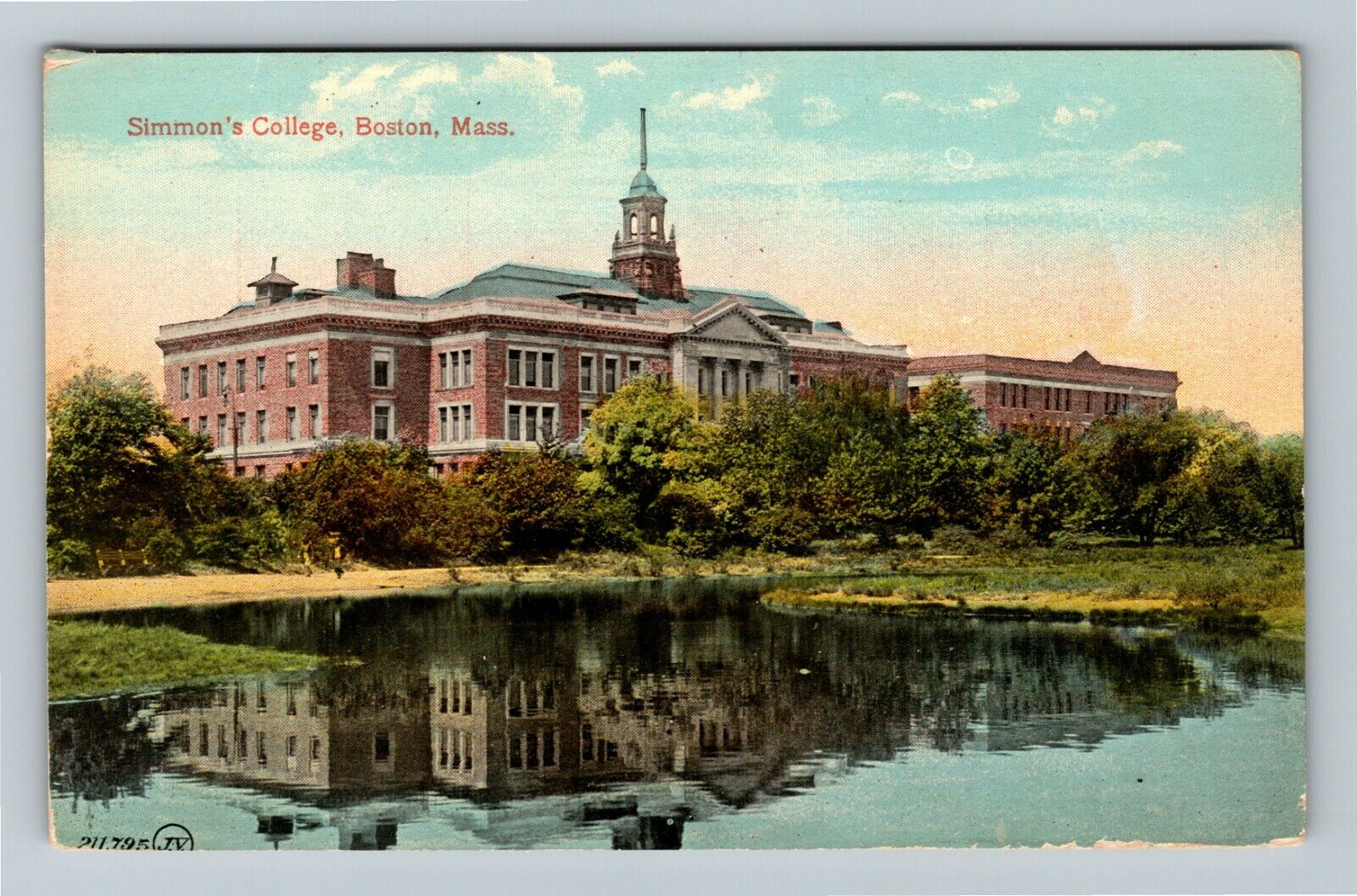 Boston MA-Massachusetts, Simmon\'s College Vintage Souvenir Postcard