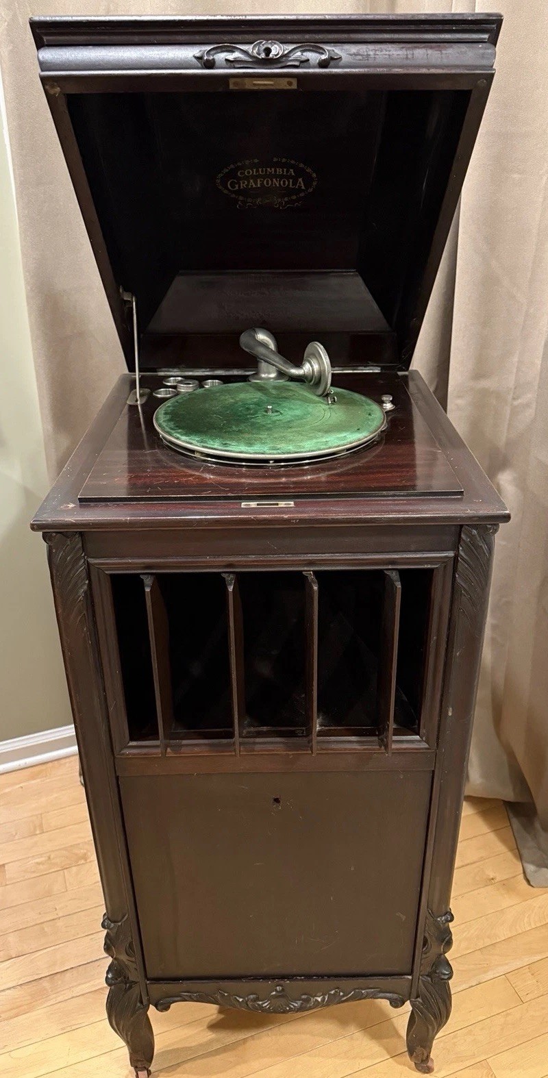❤️RARE Antique Columbia Grafonola Phonograph~Floor Cabinet Record Player~Plug-In