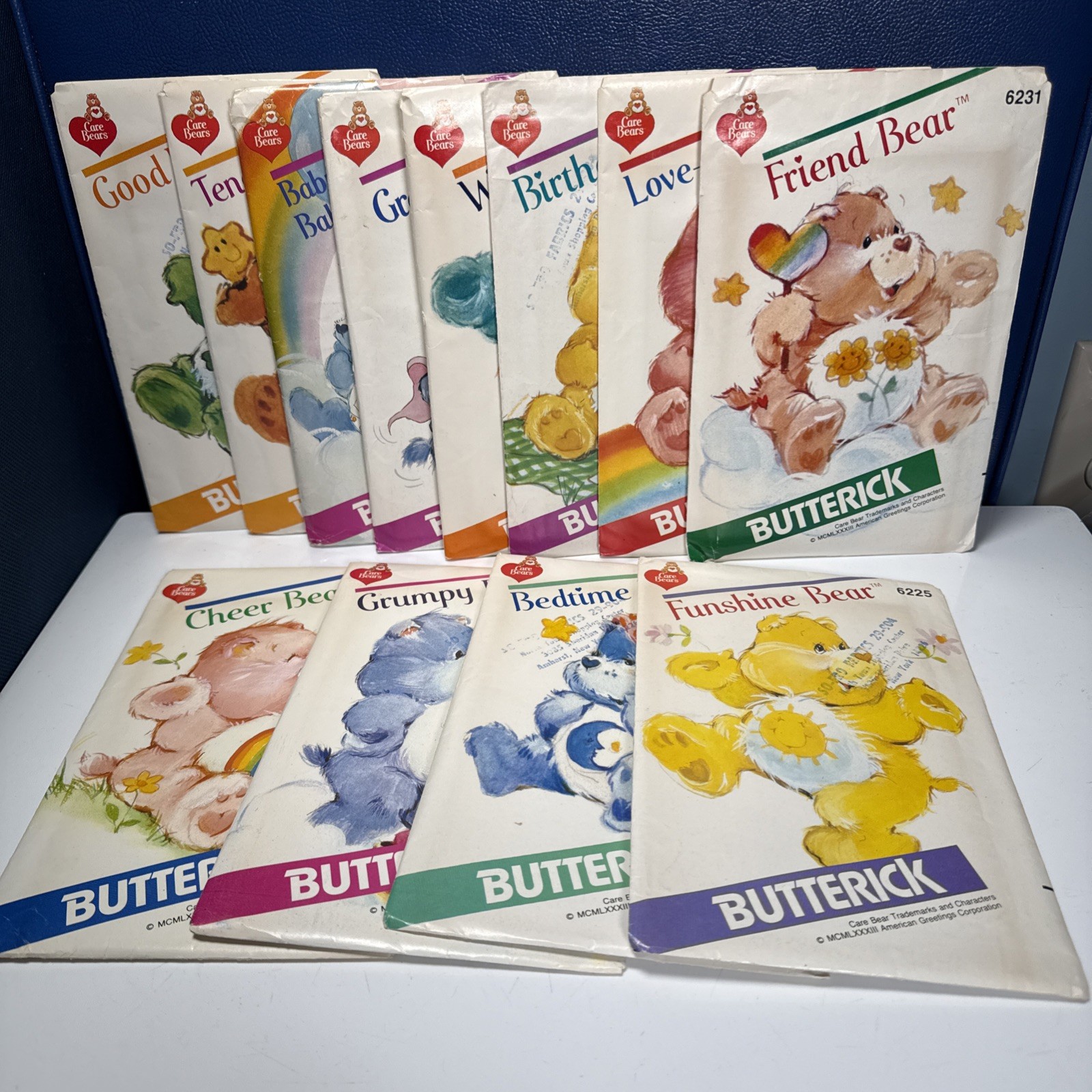 Vintage lot of 12 80s Care Bear Sewing Patterns(8 are UNCUT) 