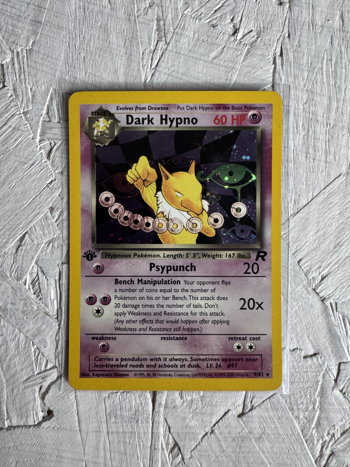 1999 Pokemon Team Rocket 1st Edition Dark Hypno Holo 26/82 Rare Vintage WOTC