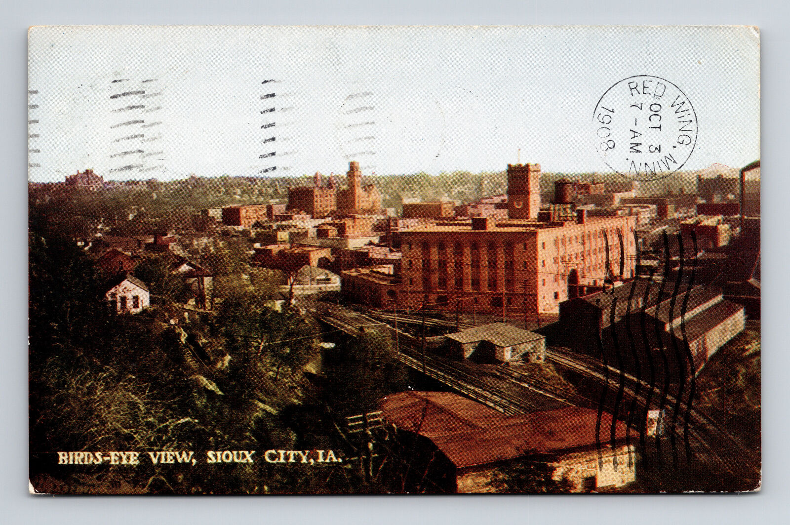 c1908 DB Postcard Sioux City IA Iowa Aerial Birds Eye View