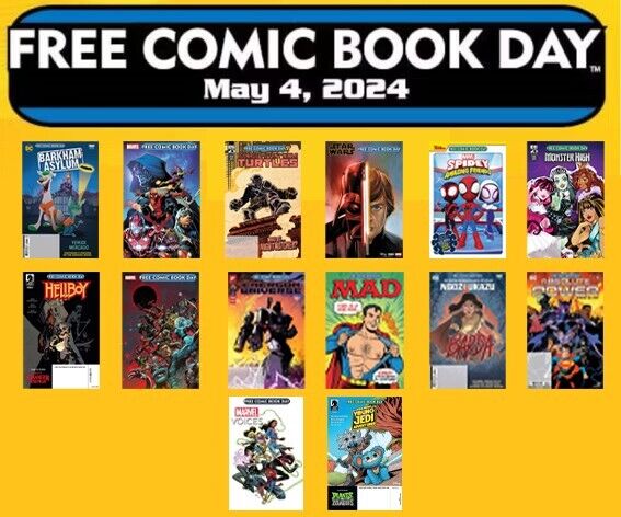 🔥 FCBD Free Comic Book Day 2024 Set of 14 DC Marvel Dark Horse Image IDW Comics