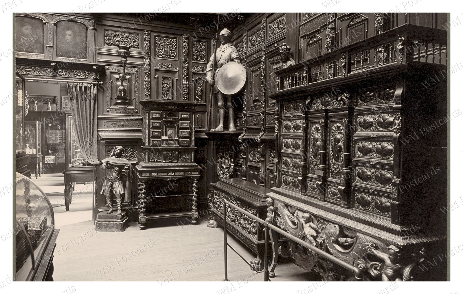 Boston Massachusetts 1902-1903 Museum Interior Carved Panels Standard Postcard